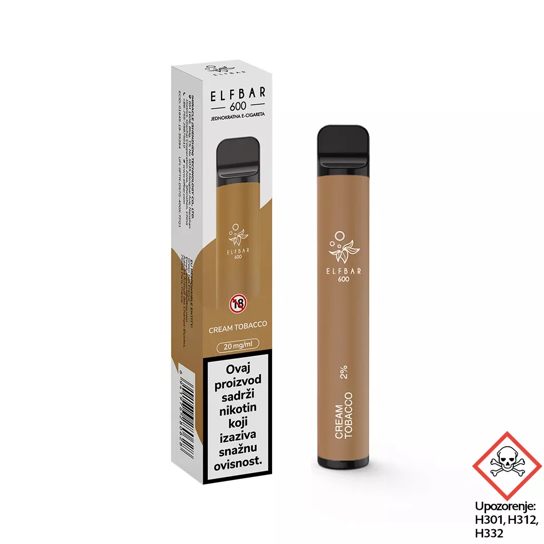 ElfBar 600 Cream Tobacco - jednokratna e-cigareta