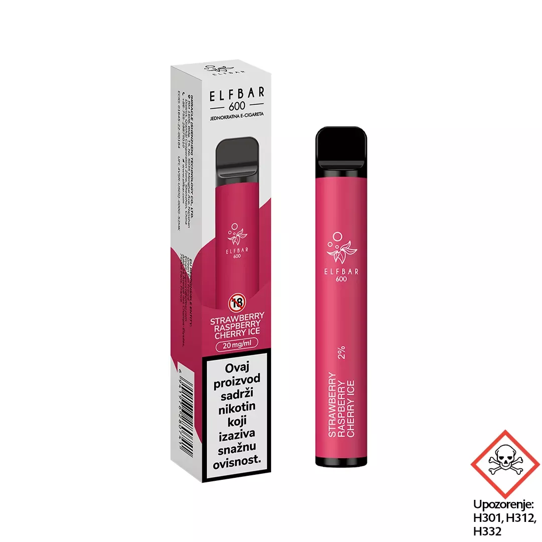 ElfBar 600 Strawberry Raspberry Cherry Ice - jednokratna e-cigareta